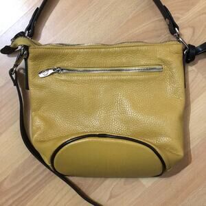 Valentina Yellow & Brown Leather Crossbody Purse